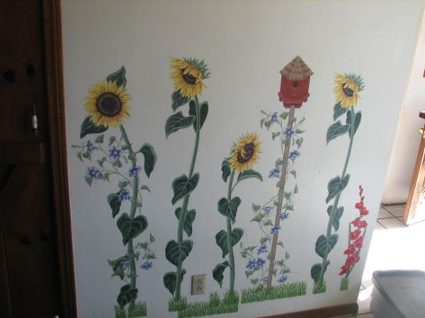 Flowers on kitchen wall